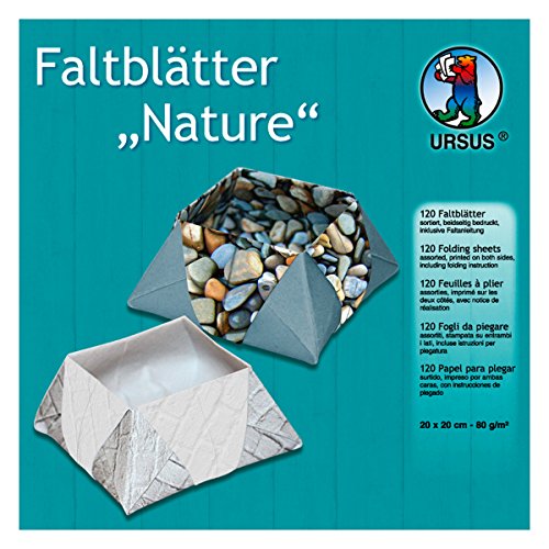 Ursus 3265199 - Faltblätter Nature, 80 g/qm, ca. 20 x 20 cm, 120 Blatt in 10 verschiedenen Designs, beidseitig bedruckt, inklusive Faltanleitung, ideale Grundlage für kreative Bastelarbeiten von Ursus