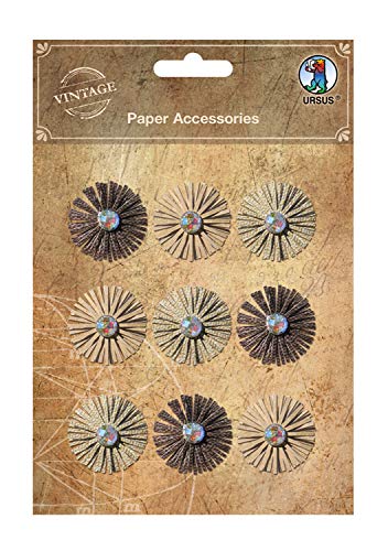 Ursus 40530006 - Paper Accessories, Papier Sticker in Blütenform mit Schmuckstein, 9 Stück in 3 verschiedenen Farben, selbstklebend, ideal zum Dekorieren von Karten, Scrapbooking und Geschenken von Ursus