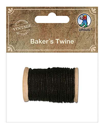 Ursus 40590005 - Bakers Twine, 10 m in schwarz, robustes Baumwollgarn auf einer Holzspule, für vielfältige Bastelarbeiten geeignet von Ursus