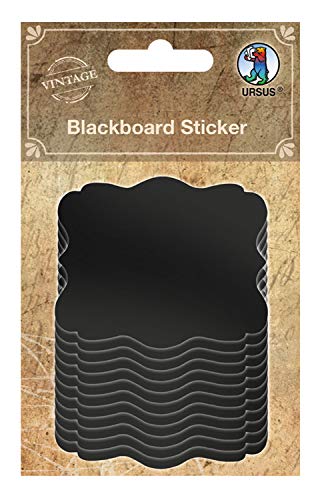 Ursus 40700002 - Blackboard Sticker, Aufkleber aus Tafelfolie, 12 Stück, ca. 6,5 x 6,5 cm, zur individuellen Beschriftung, als Etikett für Vorratsbehälter oder als Geschenkanhänger von Ursus