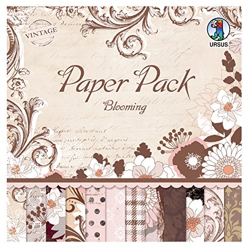 Ursus 40910099 - Paper Pack Blooming, einseitig bedrucktes Papier, 3 Die Cut Sheets und 24 Blatt in 12 verschiedenen Motiven, ca. 30,5 x 30,5 cm, teilweise mit Folienveredelung, ideal zum Basteln von Ursus