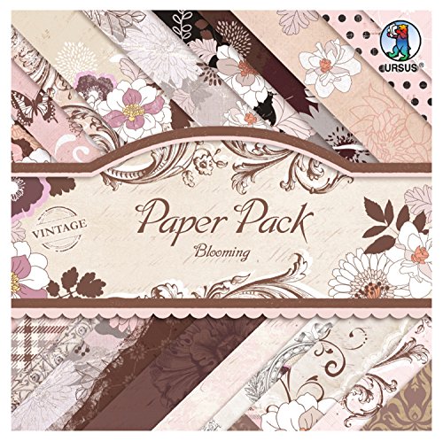 Ursus 40940099 - Paper Pack Blooming, einseitig bedrucktes Papier, 40 Blatt in 20 verschiedenen Motiven, ca. 20,5 x 20,5 cm, ideale Grundlage für kreative Bastelarbeiten von Ursus