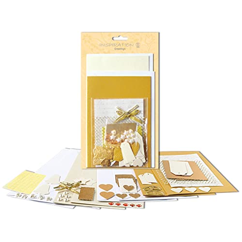 Ursus 56100005 - Grußkartenset Greetings Gold, 2 x 2 Kartenformate mit Kuverts, 100 Klebestickern, zur individuellen Kartengestaltung von Ursus