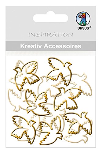 Ursus 56410051 - Kreativ Accessoires Mini Pack, Tauben, gold, selbstklebend, aus verschiedenen hochwertigen Materialien, geeignet zum Dekorieren von Grußkarten, Bilderrahmen und Geschenkboxen von Ursus