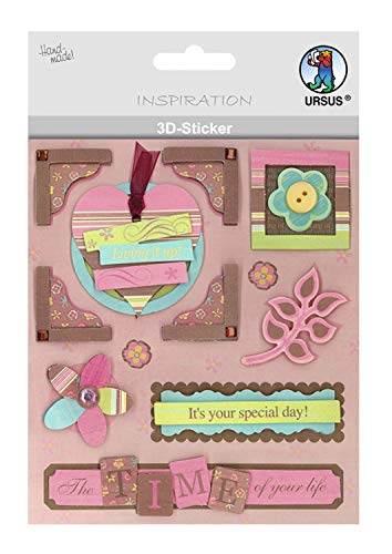 Ursus 564200108 - 3D Sticker Everyday, bestehend aus mehreren Ebenen, hochwertige Materialien, selbstklebend, ideal zum Verzieren von Grußkarten, Scrapbooking und für andere Bastelarbeiten von Ursus