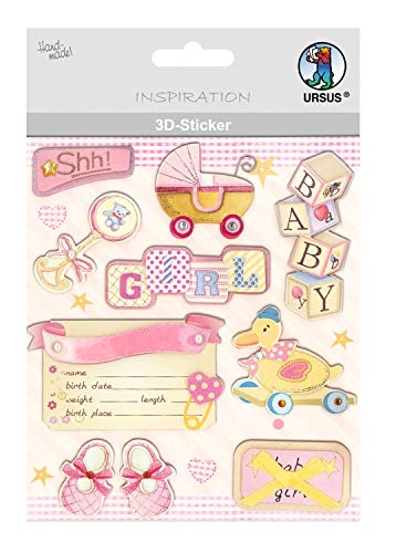 Ursus 564200126 - 3D Sticker Baby, bestehend aus mehreren Ebenen, hochwertige Materialien, selbstklebend, ideal zum Verzieren von Grußkarten, Scrapbooking und für andere Bastelarbeiten von Ursus