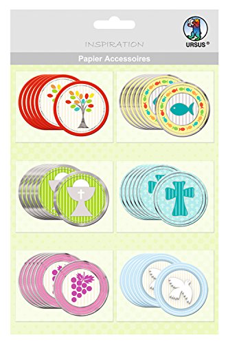 Ursus 56500054 - Papier Accessoires Eden, christliche Symbole, 36 Stück in 6 Motiven, einseitig bedruckt und veredelt, ideal zur Verzierung von Karten, Scrapbooking und Geschenken von Ursus