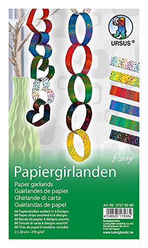 Ursus 57270099 - Papiergirlanden Party, 60 beidseitig bedruckte Papierstreifen, 6 Meter von Ursus