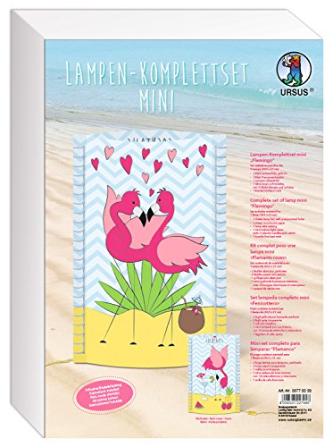 Ursus 58770099 - Lampen Komplettset Mini, Flamingo, ca. 30,5 x 21 cm, Kinder Bastelset für eine Lampe, inklusive Bastelanleitung, ideal als Dekoration im Kinderzimmer von Ursus