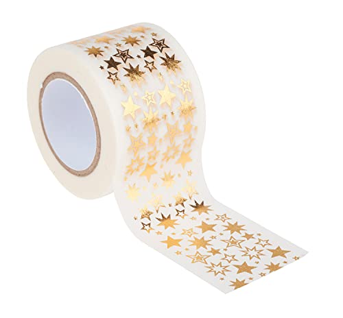 Ursus 58990006 - Masking Tape, Sterne, gold, Klebeband aus Papier, ca. 30 mm x 10 m, einseitig bedruckt und veredelt, lösungsmittel und säurefrei, ideal für Scrapbooking von Ursus