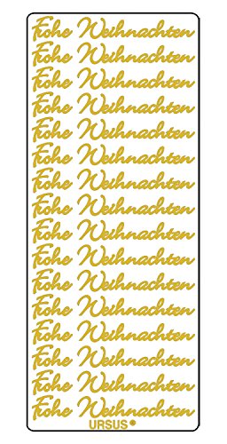 Ursus 593000126 - Kreativ Sticker Frohe Weihnachten, gold, 5 Stickerbögen, selbstklebend, leicht abziehbar, ideal für Kartengestaltung, Scrapbooking und Dekorieren von Geschenken von Ursus