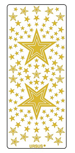 Ursus 59300067 - Kreativ Sticker, Sterne 2, gold, 5 Blatt, selbstklebend, Ideal zur Kartengestaltung und zum Dekorieren von Geschenken, Stickerbogen ca. 10 x 23 cm von Ursus