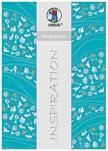 Ursus 60484603 - Designkarton Glory, 200 g/qm, 5 Blatt, DIN A4, Wellen petrol von Ursus