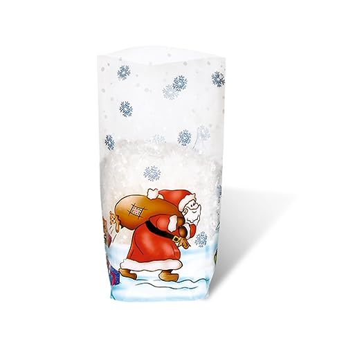 Ursus 6110000 - Geschenk Bodenbeutel, Weihnachten, 10 Stück, aus lebensmittelechter Folie, ca. 11,5 x 19 cm, transparent, bedruckt, ideal für kleine Überraschungen von Ursus
