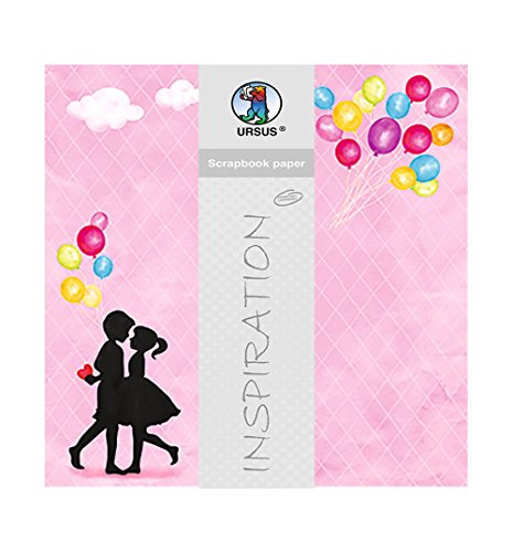 Ursus 703000251 - Premium Glitter Scrapbook paper, Lovers, ca. 30,5 x 30,5 cm, 190 g/qm, 5 Blatt mit Banderole, beidseitig bedruckt, Vorderseite mit Glitter veredelt, Motiv 251 von Ursus