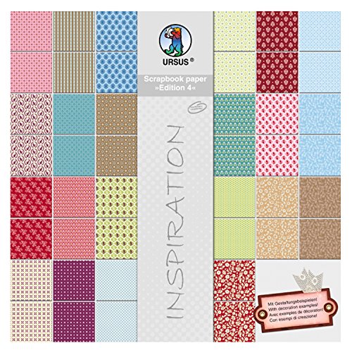 Ursus 70830099 - Scrapbook paper Block, Edition 4, ca. 30,5 x 30,5 cm, 120 g/qm, 44 Blatt in 44 Motiven, einseitig bedruckt, säure und ligninfrei von Ursus