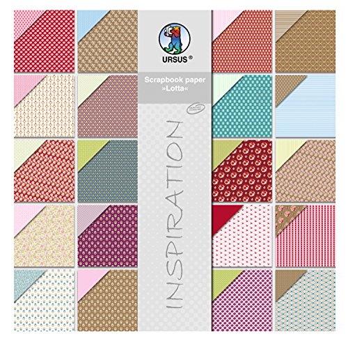 Ursus 70900099 - Scrapbook paper Block, Lotta 1, ca. 30,5 x 30,5 cm, 190 g/qm, 20 Blatt, beidseitig bedruckt, Vorder- und Rückseite in verschiedenen Motiven, säure und ligninfrei von Ursus