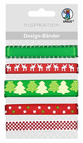 Ursus 74510017 - Designbänder, Weihnachten Traditionell, 5er Set, ca. 90 cm von Ursus