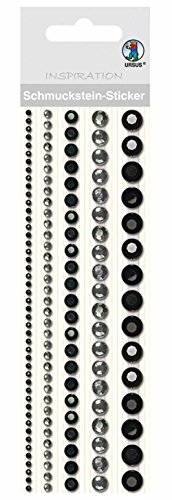 Ursus 75020009 - Schmuckstein Sticker, Bordüren, rund, schwarz, 5 Stück in verschiedenen Größen, selbstklebend, einfach von der Folie abzuziehen, in verschiedenen Farbtönen von Ursus