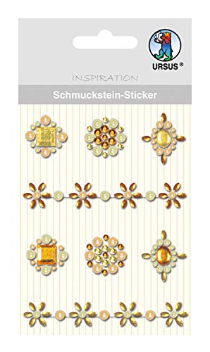 Ursus 75050002 - Schmuckstein Sticker Medaillons, gelb, 8 Stück, selbstklebend, einfach von der Fole abzuziehen, ideal geeignet für Scrapbooking, Kartengestaltung und zur Dekoration von Ursus