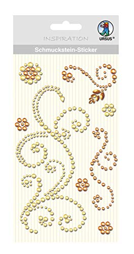 Ursus 75060002 - Schmuckstein Sticker Ornamente, gelb, 8 Stück, selbstklebend, einfach von der Fole abzuziehen, ideal geeignet für Scrapbooking, Kartengestaltung und zur Dekoration von Ursus