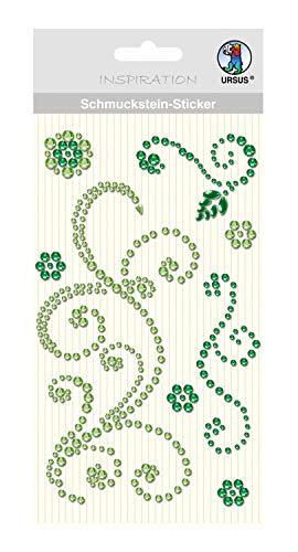 Ursus 75060007 - Schmuckstein Sticker Ornamente, grün, 8 Stück, selbstklebend, einfach von der Fole abzuziehen, ideal geeignet für Scrapbooking, Kartengestaltung und zur Dekoration von Ursus