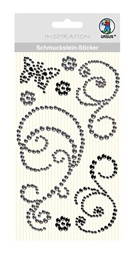 Ursus 75060009 - Schmuckstein Sticker Ornamente, schwarz, 8 Stück, selbstklebend, einfach von der Fole abzuziehen, ideal geeignet für Scrapbooking, Kartengestaltung und zur Dekoration von Ursus