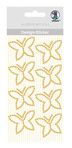 Ursus 75070002 - Design Sticker, Schmetterlinge, gold, 8 Stück, selbstklebend, einfach von der Folie abzuziehen, ideal geeignet für Scrapbooking, Kartengestaltung und zur Dekoration von Ursus