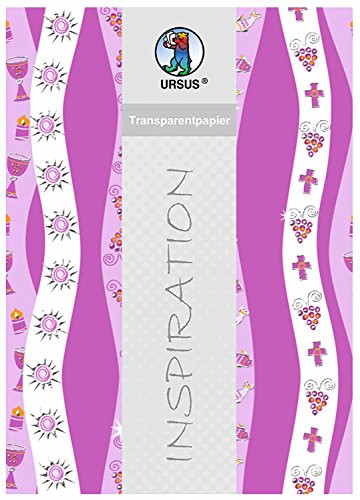 Ursus 76524602 - Transparentpapier Glory, brombeer, Streifen, DIN A4, 115 g/qm, 5 Blatt, einseitig bedruckt, Vorderseite mit Heißfolie in silber veredelt, mit Banderole von Ursus