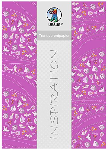 Ursus 76524603 - Transparentpapier Glory, brombeer, Wellen, DIN A4, 115 g/qm, 5 Blatt, einseitig bedruckt, Vorderseite mit Heißfolie in silber veredelt, mit Banderole von Ursus