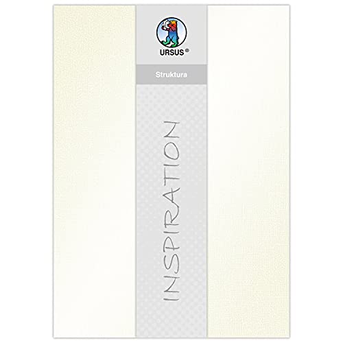 Ursus 81210018 - Bastelkarton Struktura Pearl 1 Creme, geprägter Tonkarton mit Leinen-Struktur und Pearl-Effekt, 220 g/qm, ca. 23 x 33 cm, 5 Blatt, geeignet für Tintenstrahl- und Laserdrucker von Ursus