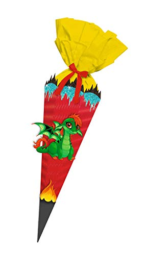 Ursus 9890002 - Schultüte Bastelset Easy Line Drache, 6 eckig, Höhe ca. 41 cm, Durchmesser ca. 15 cm, alle Teile vorgestanzt, inklusive Bastelanleitung, zum Selbstgestalten von Ursus