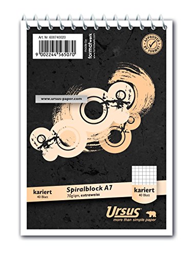 Ursus Basic 608740020 Spiralblock A7 40 Blatt 70g/qm 5mm kariert von Ursus