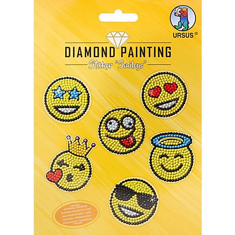 Ursus Diamantenstickerei Sticker "Smileys", 6 Stück von Ursus