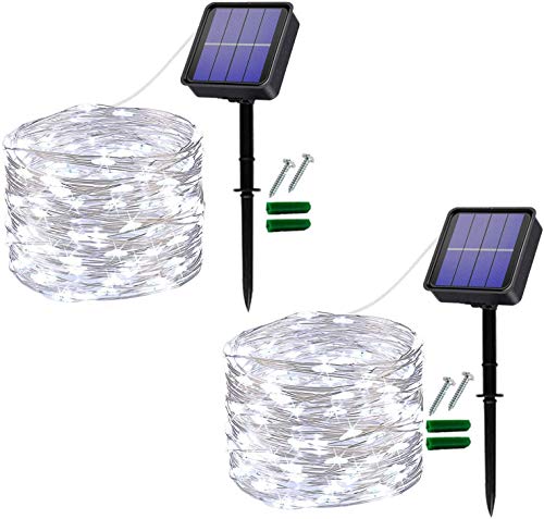 Useber [2 Stück] Solar Lichterkette Außen Wetterfest, 2x14M 120 LED Wetterfest Kupferdraht Solarlichterkette,Weihnachtsbeleuchtung außen für Balkon,Bäume,Terrasse,Hochzeit,Party,Garten,Hof von Useber