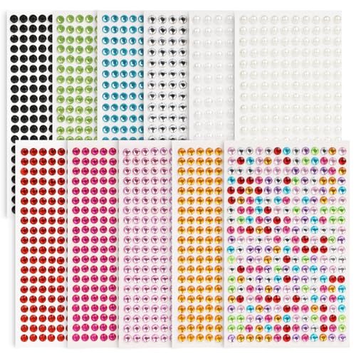 Ushine 2800+ Stück Glitzersteine Selbstklebend,6mm Strasssteine Selbstklebend Gesicht,Bunte Gesichts Edelstein Sticker für Hochzeiten,DIY Basteln,Nagel Dekoration von Ushine