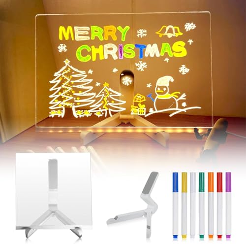 Nachrichtentafel Mit Led Leuchten, Led Notiztafel Mit 7 Farben Zeichenbrett, Diy Acryltafel Schreibtafel Verstellbarem StäNder Transparente Led Note Board Abwischbar Drawing Light (20 * 20CM) von Usper