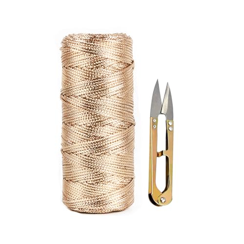 Utapossin 1.5MM Gold Kordel 100 m, Silberdraht, Schnur Goldene, Nicht Elastisch Kordelband Schnur mit 1 Stück Eisen-Schere, DIY Bastelschnur zum Handwerk Hochzeit Dekorieren oder Verpacken (Gold) von Utapossin