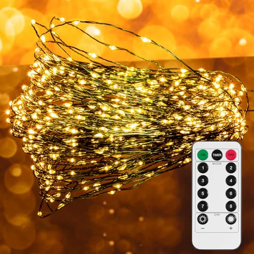 Uten Lichterkette Innen, Weihnachtsbaum Beleuchtung 15M mit 300 LED, Batteriebetrieb und USB, Fernbedienung, 8 Modi, für Aussen, Garten, Party, Weihnachten von Uten