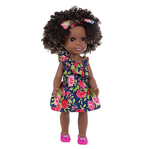 Uteruik Black Girl Puppe 35 cm Afrikanische Amerikanische Babypuppe mit schrägem Schulterkleid Rock Stirnband Kleidung für Kinder Urlaub Geburtstag Geschenk (#A) von Uteruik