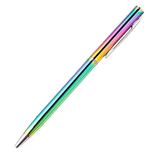 Uteruik Kugelschreiber – Regenbogenfarbener Kugelschreiber aus Edelstahl, rotierender Metall-Kugelschreiber, Schreibwaren-Kugelschreiber, 1 mm, Büro- und Schulbedarf – 1 Stück von Uteruik