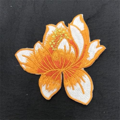 Uteruik Lotus-Patches zum Aufbügeln, bestickt, zum Aufnähen, für Kleidung, T-Shirt, Jacken, Taschen, Jeans von Uteruik