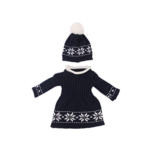 Uteruik Puppe Strickkleid Anzug Kleidung für 46 cm American Girl Puppe Winter Casual Outfits – Kleider und Strickmützen Kostümzubehör, 2 Stück/Set Schwarz von Uteruik