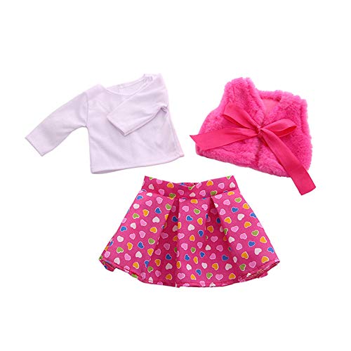 Uteruik Puppen-Kleidung für 46 cm große Puppen-Outfits – Plüsch-Schal, weißes T-Shirt und Rock, Kostümzubehör, 3-teiliges Set (#C) von Uteruik