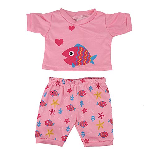 Uteruik Puppen-Kleidung für 46 cm große Puppen-Outfits – niedliches Fisch-bedrucktes T-Shirt und Hose, Kostümzubehör, 2 Stück von Uteruik