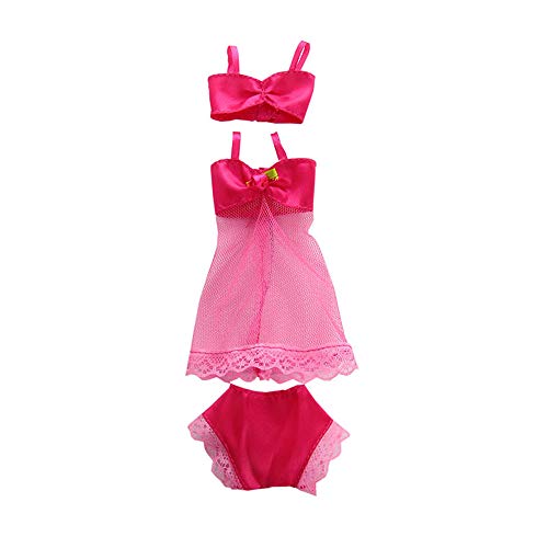 Uteruik Puppen-Spitzen-Schlafanzug, Badeanzug, Kleidung für Puppen-Outfits – Spitzenkleid, Unterhose, Korsett für Mädchen, Puppen-Outfits, Kostümzubehör, 3-teiliges Set (#B) von Uteruik