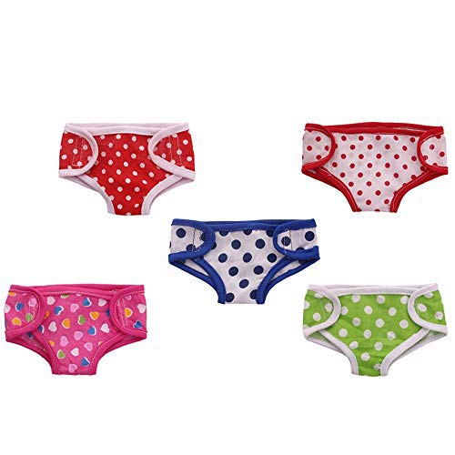 Uteruik Puppenunterwäsche, gepunktet, Unterhose, Höschen, Kleidung für 45,7 cm, American Girl My Life Puppen-Outfits, Kostüm-Zubehör, 5 Stück (#A) von Uteruik