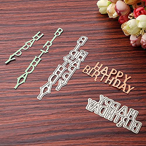 Stanzformen für Kartenherstellung, 2 Stück/Set, Stanzschablone "Happy Birthday", Muster, Album-Dekoration, Karbonstahl, Scrapbooking, Prägeschablone für Kinder – Silber von Uticon