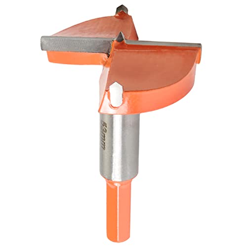 Utoolmart Forstner Bohrer mit Holzbohrung 53mm Durchmesser Hartmetallspitze Professionelle Holzbearbeitung Lochsäge Holzschneider 85mm Länge Orange für Scharniersperrholz MDF CNC Power Rotary Tool 1St von Utoolmart