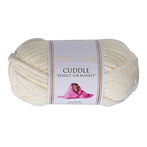 Utopia Crafts Cuddle Super Chunky Chenille-Garn, weich, zum Stricken und Häkeln, 100 g – 60 m, cremefarben von Utopia Crafts